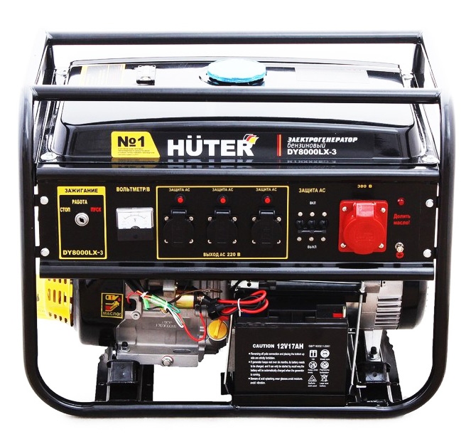 Трехфазный Бензиновый генератор с электростартером Huter DY8000LX-3